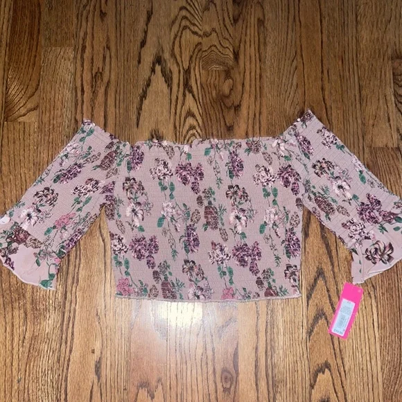 NEW Target Xhilaration Elastic Off the Shoulder Floral Print Crop Top Size XS - Picture 4 of 6